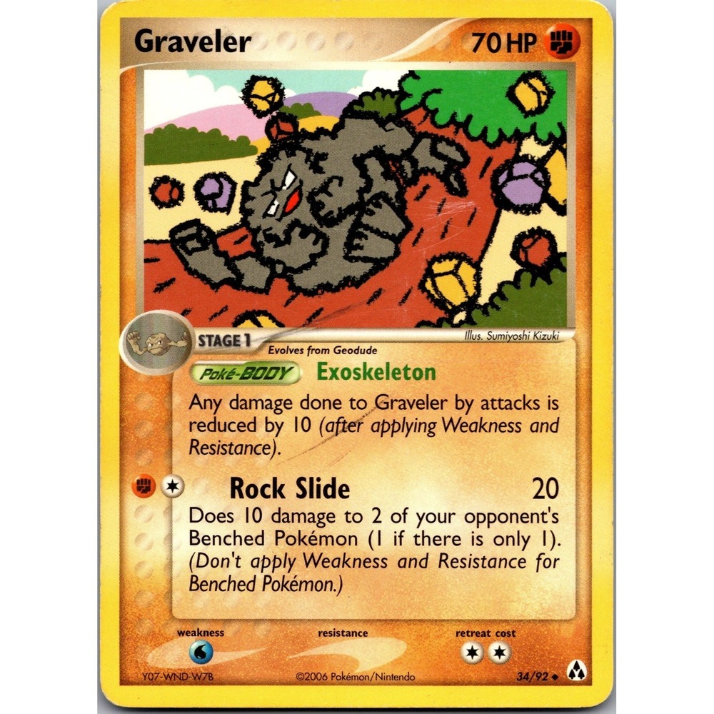 Pokemon Graveler 34/92 EX Legend Maker Uncommon Fighting Card 2006 LP